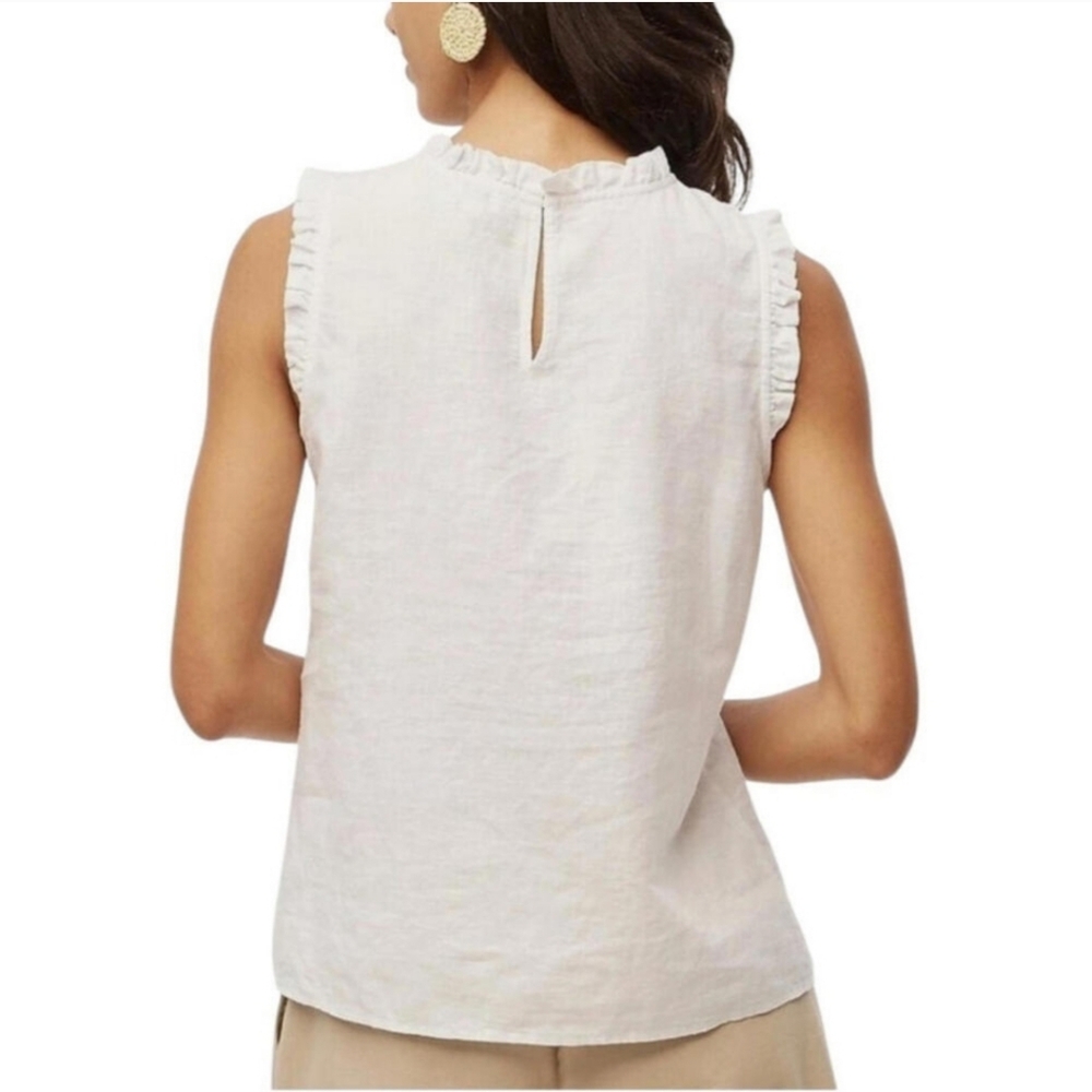 NWT J. Crew Linen/Cotton Blend White Blouse with Elegant Design Size S